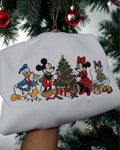 Mickey Minnie Donald Daisy Embroidered Christmas Sweatshirt T-shirt Hoodie, Disney Holiday Crewneck, Vintage Christmas Embroidery Sweater