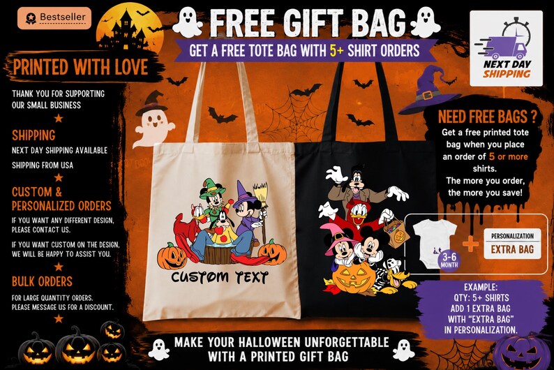 Disney Halloween Shirt, Mickey Mouse Minnie Mouse Tee, Halloween Graphic T-Shirt, Donald Duck Goofy Shirt, Spooky Disney Family Outfit