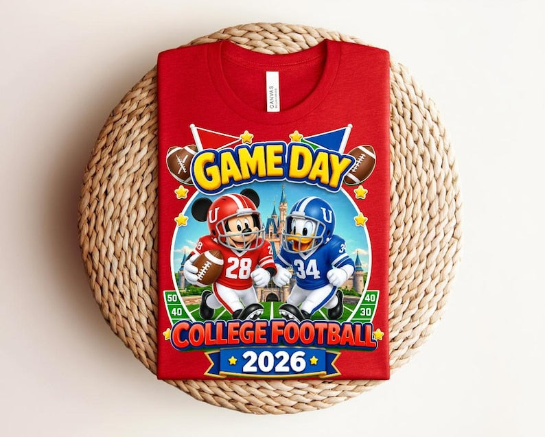 Mickey Mouse Donald Duck Football 2026 Shirt, Disney Family Shirts, Red and Blue Sports Tee, Disney Squad Shirt, 3D Castle Game Day