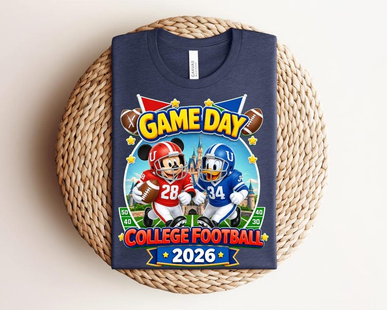 Mickey Mouse Donald Duck Football 2026 Shirt, Disney Family Shirts, Red and Blue Sports Tee, Disney Squad Shirt, 3D Castle Game Day