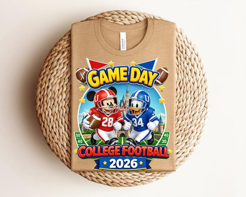 Mickey Mouse Donald Duck Football 2026 Shirt, Disney Family Shirts, Red and Blue Sports Tee, Disney Squad Shirt, 3D Castle Game Day