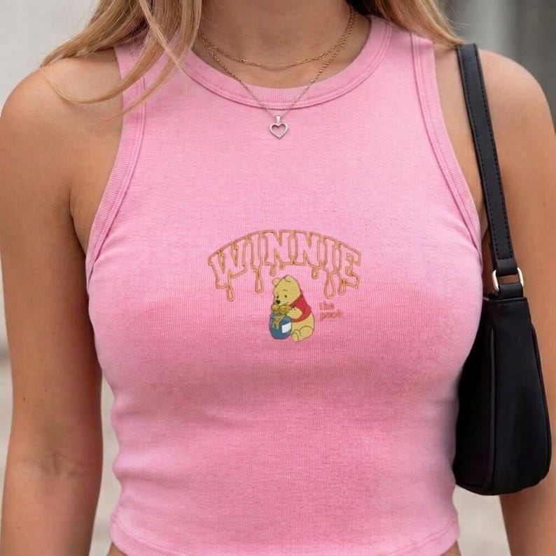 Embroidered Cute Winnie The Pooh Baby Tee, Classic Pooh Bear Tank Top Custom Baby Girl Shirt, Eeyore Piglet Nursery Outfit, Disney Baby Gift