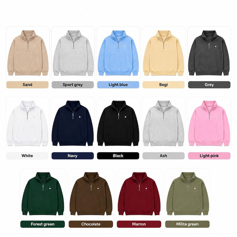 Embroidered Mickey Minnie Donald Daisy Duck Christmas Quarter Zip Sweatshirt Hoodie, Disneyland Couple Crewneck, Disney Christmas Gift