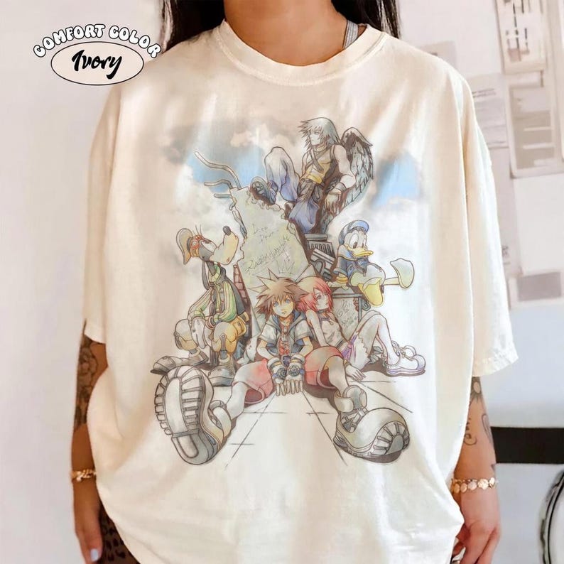 Disney Kingdom Hearts Group Shot Deep Dive Sketch Comfort Colors Shirt, Sora Donald Goofy Kingdom Hearts Shirt, WDW Magic Kingdom Trip Shirt