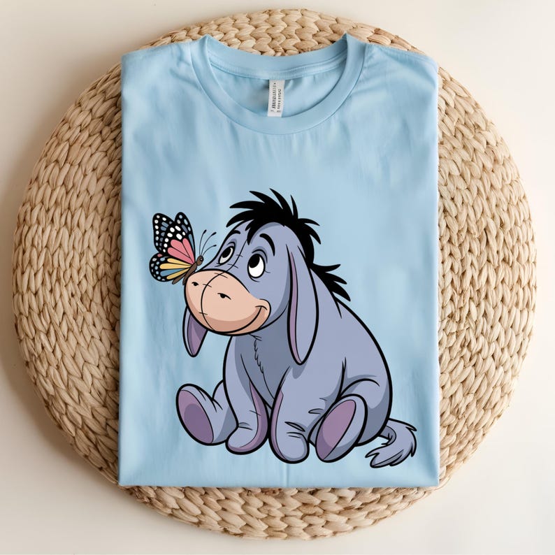 Eeyore Butterfly DTF Transfer, Cute Donkey and Butterfly Design, Whimsical Friendship Ready to Press DTF Transfer