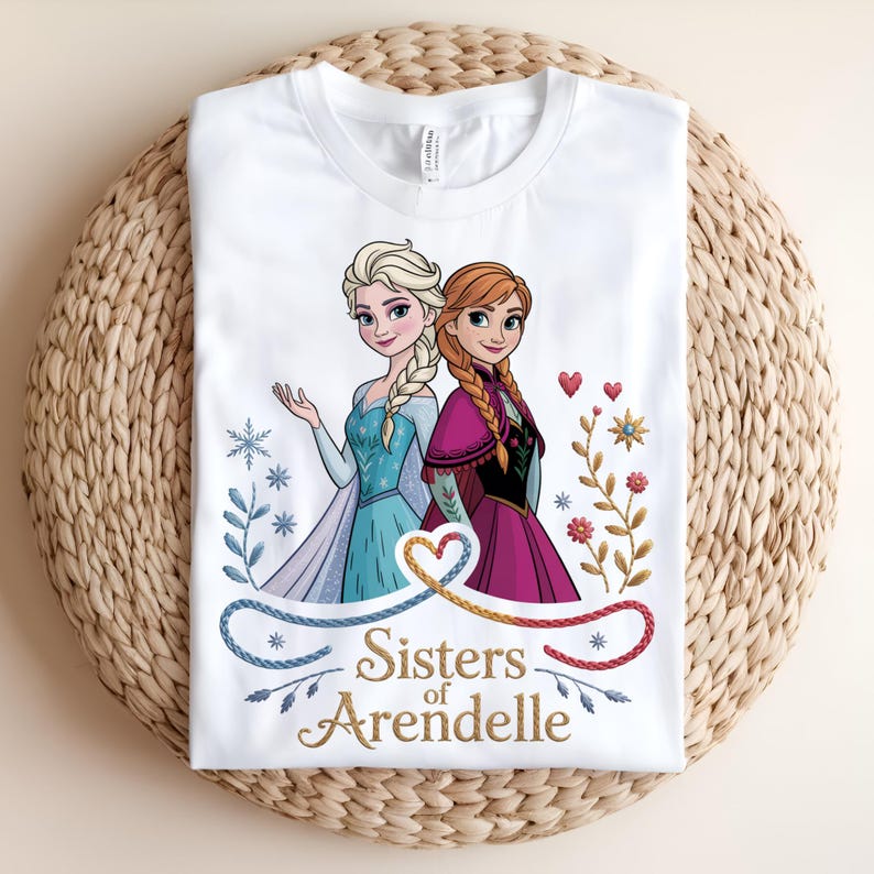 Frozen Sisters DTF Transfer, Elsa and Anna Sisters of Arendelle Design, Sister Love Ready to Press DTF Transfer