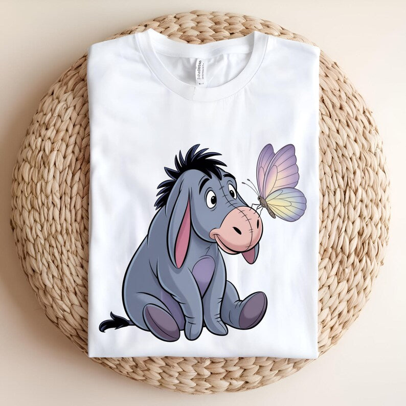 Eeyore Butterfly DTF Transfer, Cute Donkey Butterfly Design, Whimsical Friendship Ready to Press DTF Transfer