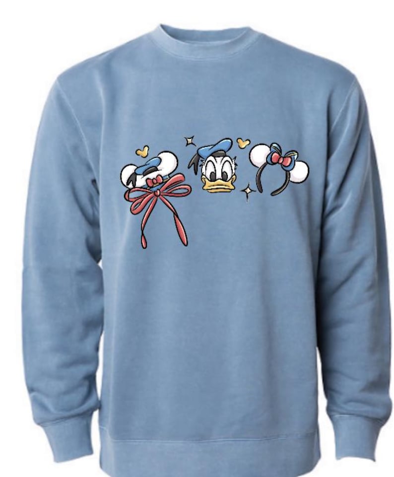 Donald Duck Coquette Bow Crew Neck Sweatshirt/Magical Disney Sweater/Disney Outfit/Disneyland Trip/Disney Cruise/Disney Girls Trip