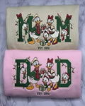 Embroidered Donald Daisy Duck Mom Dad Sweatshirt, Custom Disney Christmas Family T-shirt, Donald Duck Xmas Sweater, Disney Couple Xmas Gift