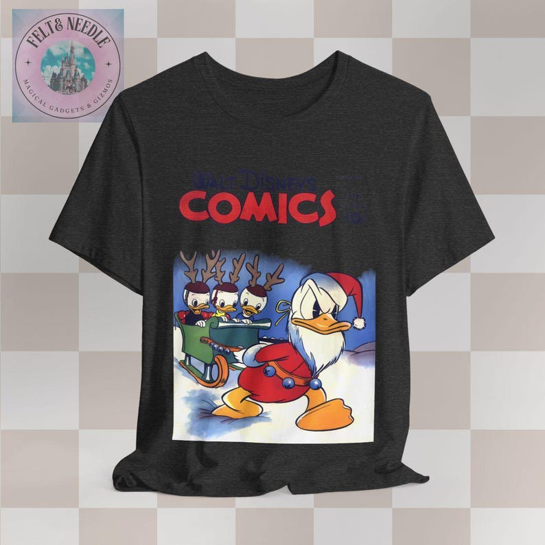 Disney Christmas Comic Tee, Donald Duck Retro Shirt, Holiday Gift, Unisex Jersey Top, Comic Book Cover Tshirt, Vintage Tee