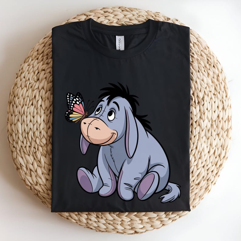 Eeyore Butterfly DTF Transfer, Cute Donkey and Butterfly Design, Whimsical Friendship Ready to Press DTF Transfer