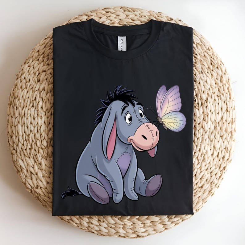Eeyore Butterfly DTF Transfer, Cute Donkey Butterfly Design, Whimsical Friendship Ready to Press DTF Transfer