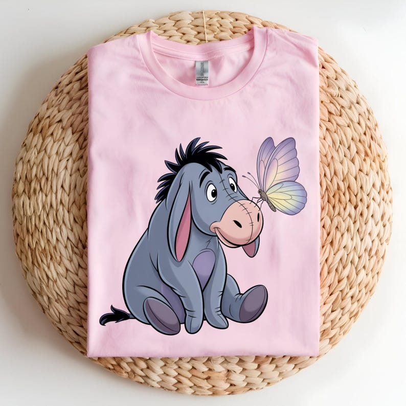 Eeyore Butterfly DTF Transfer, Cute Donkey Butterfly Design, Whimsical Friendship Ready to Press DTF Transfer
