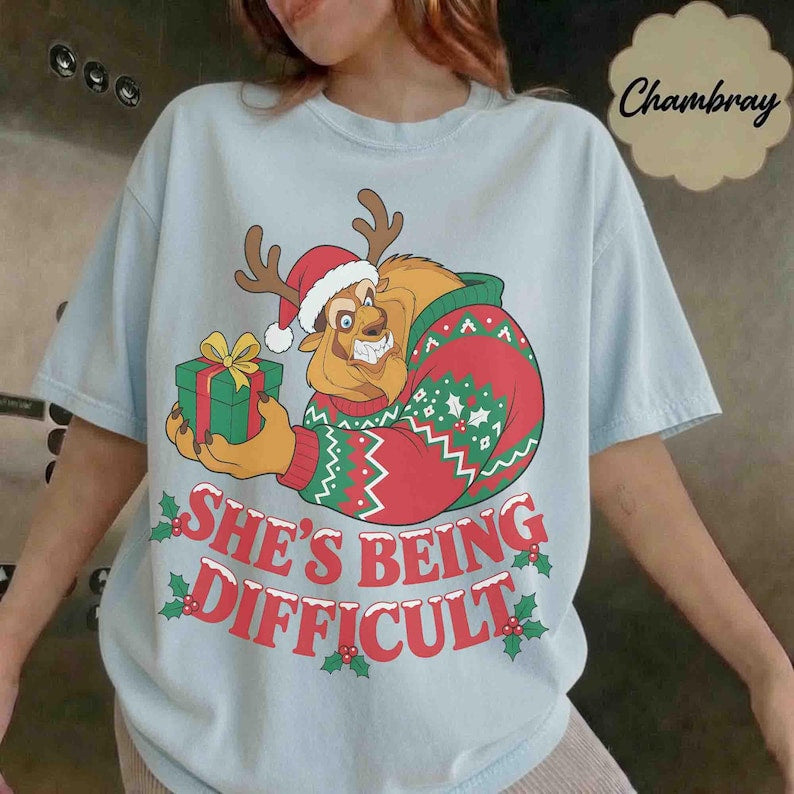 Funny Beauty And The Beast Christmas Shirt, Xmas Gift For Boyfriend, Disneyland Couple Shirt, Belle Princess, Disney Husband Xmas Tee 2026