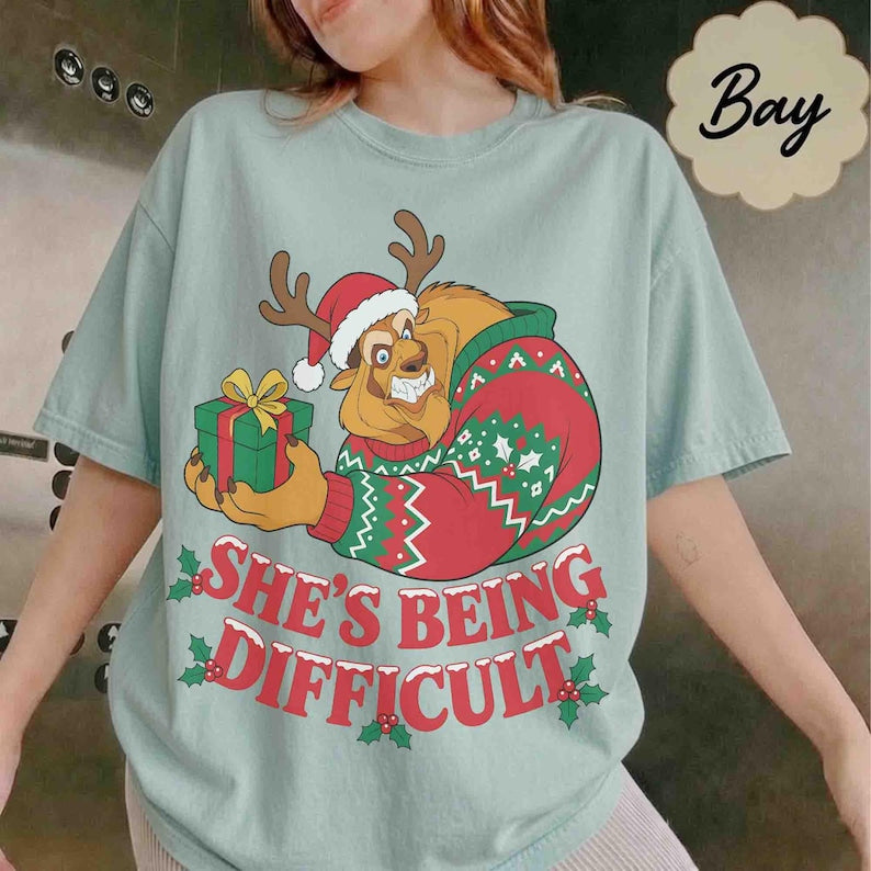 Funny Beauty And The Beast Christmas Shirt, Xmas Gift For Boyfriend, Disneyland Couple Shirt, Belle Princess, Disney Husband Xmas Tee 2026