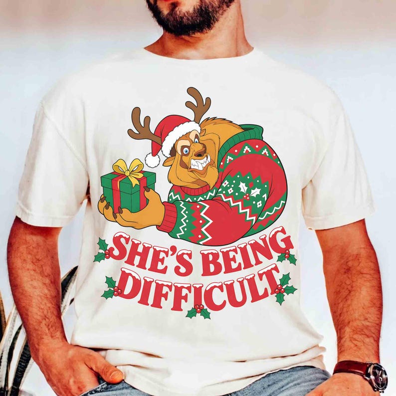 Funny Beauty And The Beast Christmas Shirt, Xmas Gift For Boyfriend, Disneyland Couple Shirt, Belle Princess, Disney Husband Xmas Tee 2026