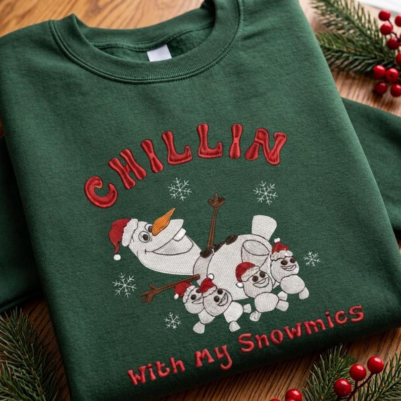 Embroidered Olaf Christmas Shirt, Chillin With My Snowmies Christmas Sweatshirt, Disney Snowman Hoodie, Disney Frozen Xmas Gift