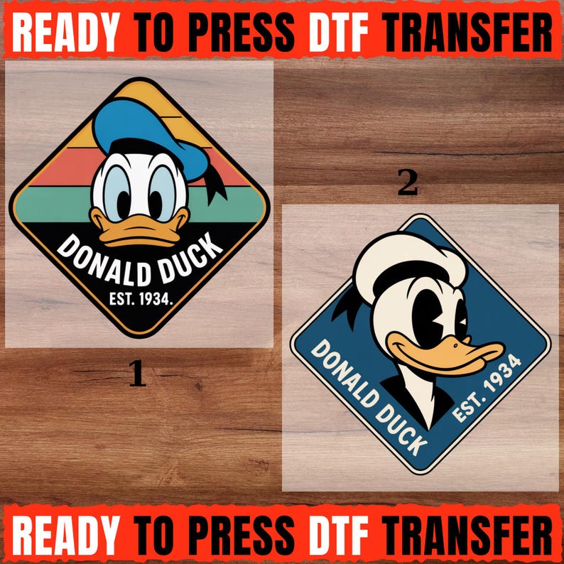 Donald Duck DTF Transfer, Donald Duck Ready to Press Transfer, Vintage Donald Duck Shirt Design, Retro Disney Character Heat Transfer