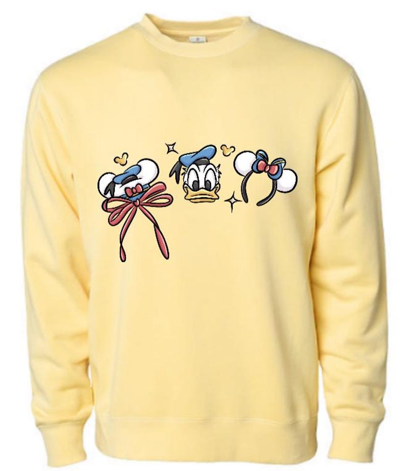 Donald Duck Coquette Bow Crew Neck Sweatshirt/Magical Disney Sweater/Disney Outfit/Disneyland Trip/Disney Cruise/Disney Girls Trip