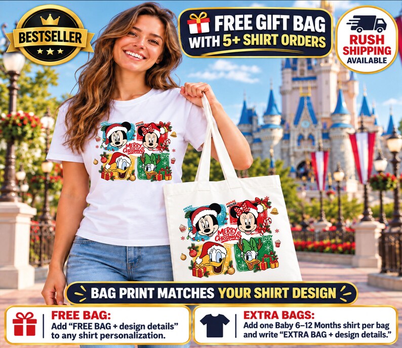 Disney Christmas Custom Text Shirt, Mickey Minnie Donald Daisy Matching Family Holiday Shirt Personalized tshirt