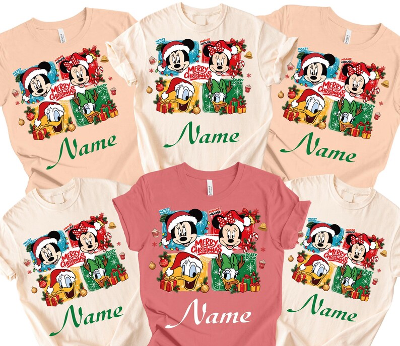 Disney Christmas Matching Family Shirt, Custom Text Mickey Minnie Donald Daisy Holiday Vacation Personalized tshirt