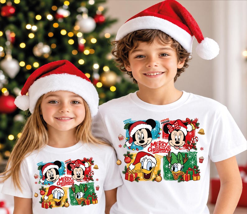Disney Christmas Matching Family Shirt, Custom Text Mickey Minnie Donald Daisy Holiday Vacation Personalized tshirt