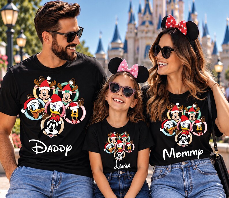 Disney Christmas Vacation Shirts, Mickey Minnie Donald Daisy Custom Name Matching Family Holiday tshirt