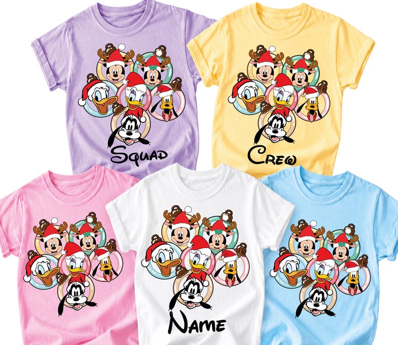 Disney Christmas Vacation Shirts, Mickey Minnie Donald Daisy Custom Name Matching Family Holiday tshirt