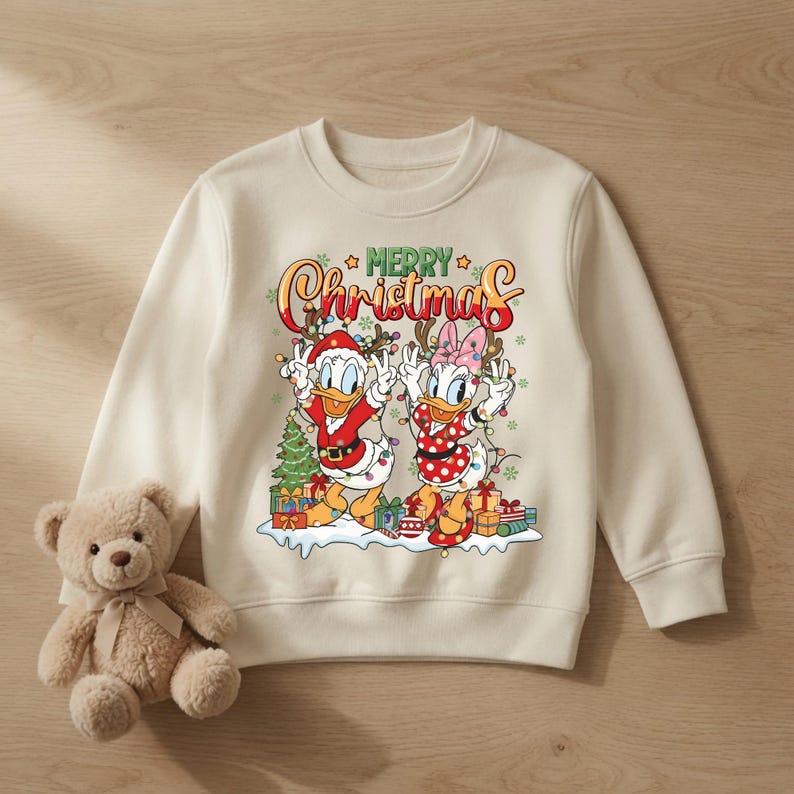 Disney Christmas Donald Daisy Shirt, Duck Duo Family Gift Matching Sweatshirt Top, Cute Matching Top, Lights Dance Antlers Graphic Tee