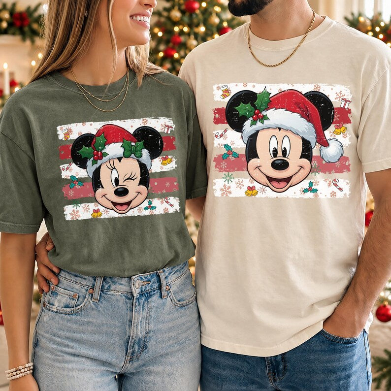 Disney Christmas Family Shirts, Comfort Colors Mickey Minnie Donald Daisy Goofy Christmas Tee Matching Family Holiday Tees, Disney Xmas Gift
