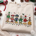 Disney Christmas Characters Embroidered Sweatshirt, Mickey Minnie Donald Goofy Pluto Nutcracker Crewneck, Festive Holiday Sweater Gift