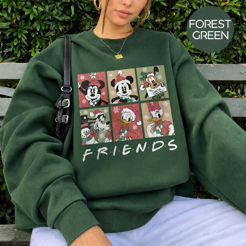 Christmas Disney Friends Sweatshirt, Mickey Minnie Mouse Christmas Sweater, Donald Duck Daisy Goofy Pluto Vintage Holiday Crewneck