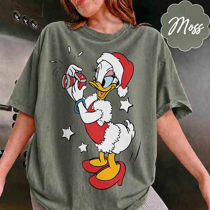 Disney Santa Donald And Daisy Christmas Lights Shirt, Donald Daisy Christmas Couple Tee, WDW Disneyland Christmas Family Trip Matching Shirt