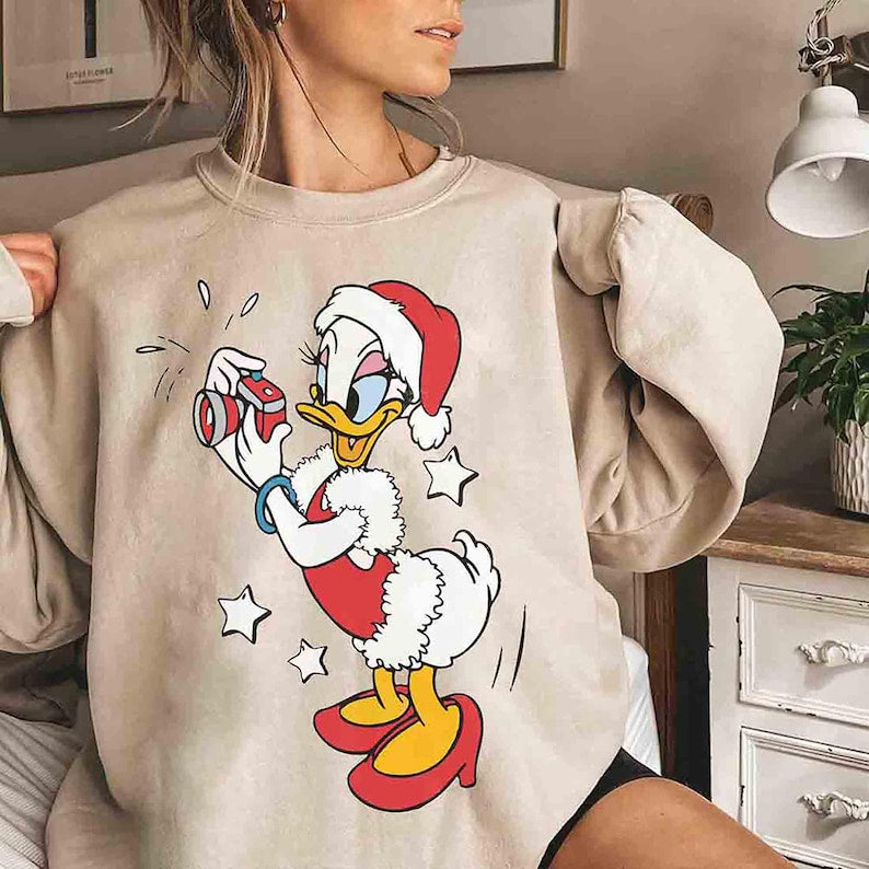 Disney Santa Donald And Daisy Christmas Lights Shirt, Donald Daisy Christmas Couple Tee, WDW Disneyland Christmas Family Trip Matching Shirt