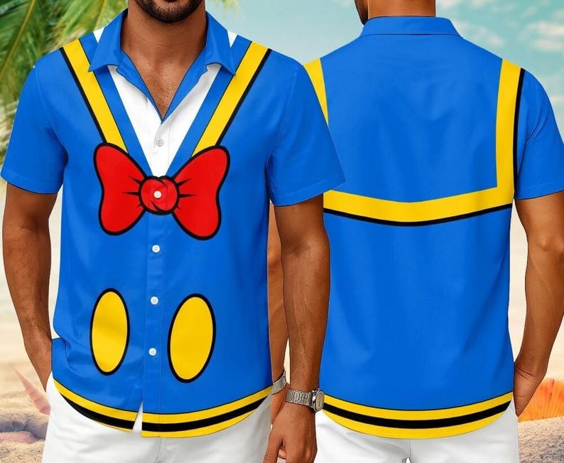 Donald Duck Christmas Costume Hawaiian Shirt, Mouse And Friend Cosplay Button Up, Christmas Family Matching Shirt, WDW Character Apparel