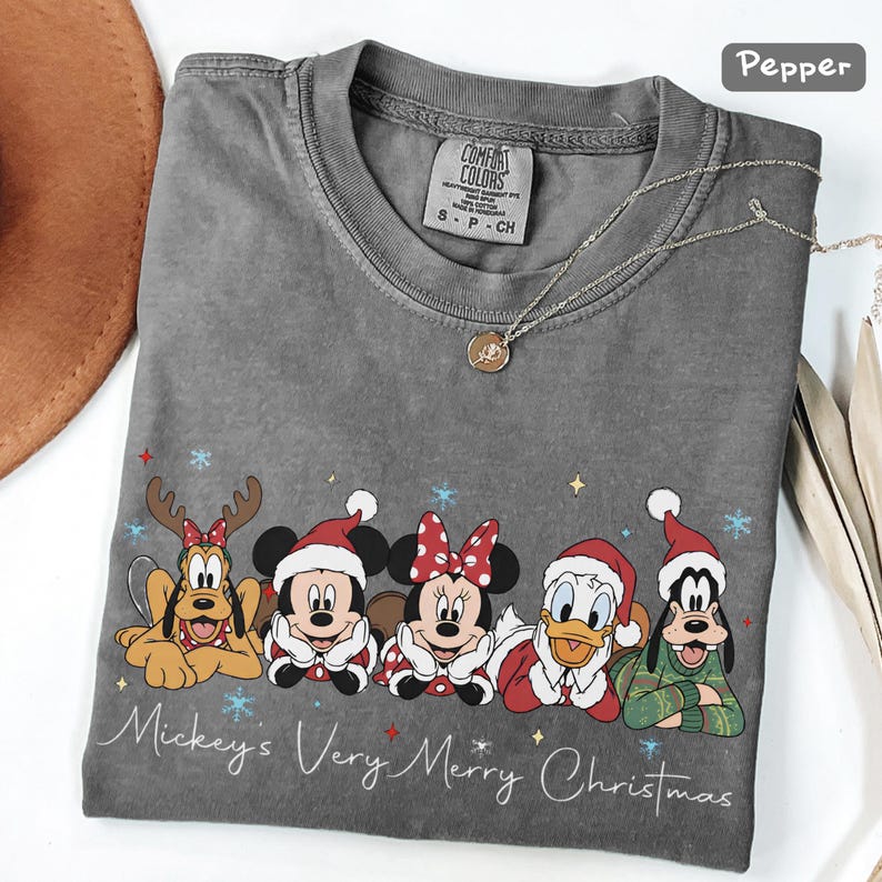 Mickey's Very Merry Christmas Shirt, Comfort Colors Unisex Tee, Mickey and Friends Holiday T-Shirt, Disney Family Christmas Gift