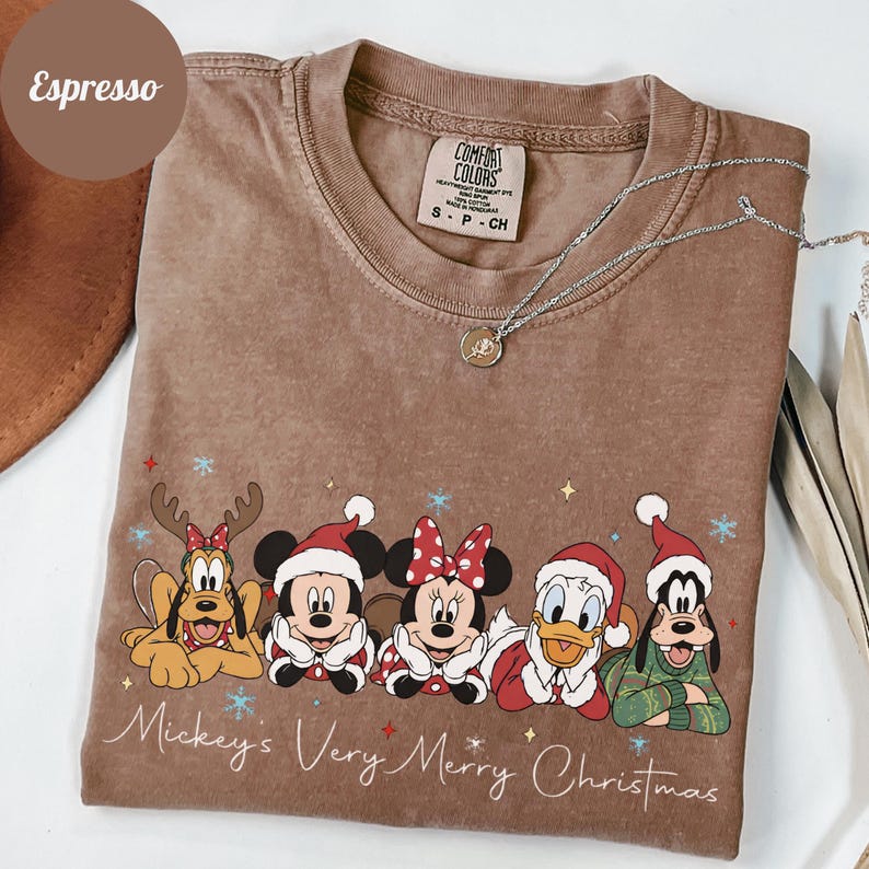 Mickey's Very Merry Christmas Shirt, Comfort Colors Unisex Tee, Mickey and Friends Holiday T-Shirt, Disney Family Christmas Gift
