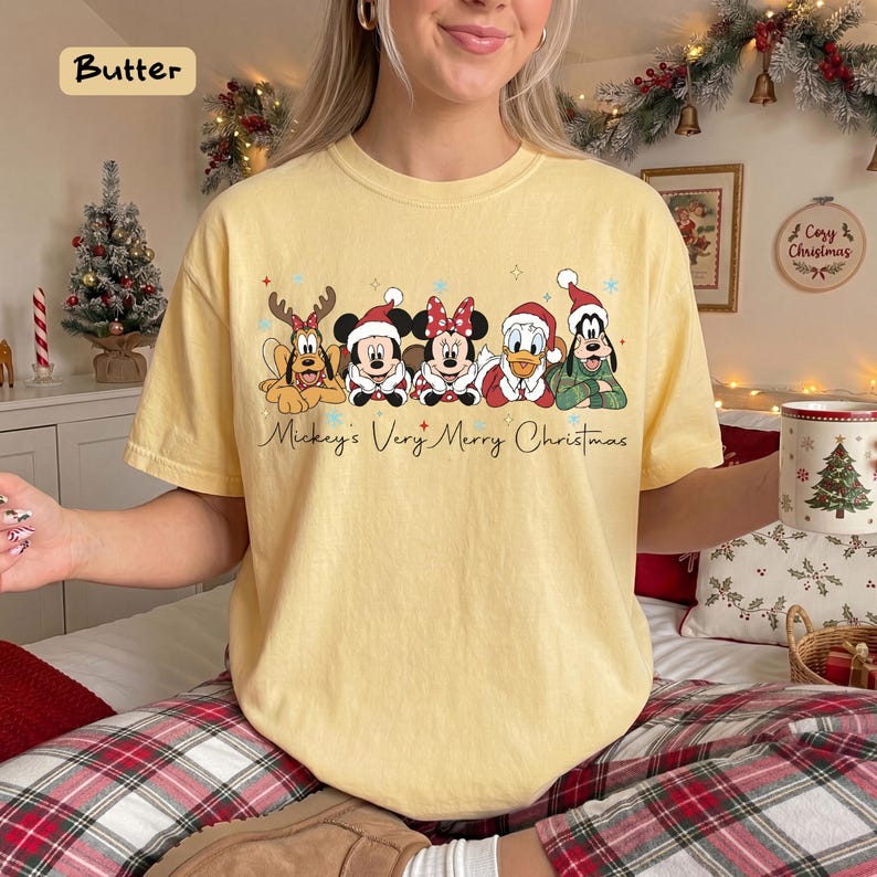 Mickey's Very Merry Christmas Shirt, Comfort Colors Unisex Tee, Mickey and Friends Holiday T-Shirt, Disney Family Christmas Gift