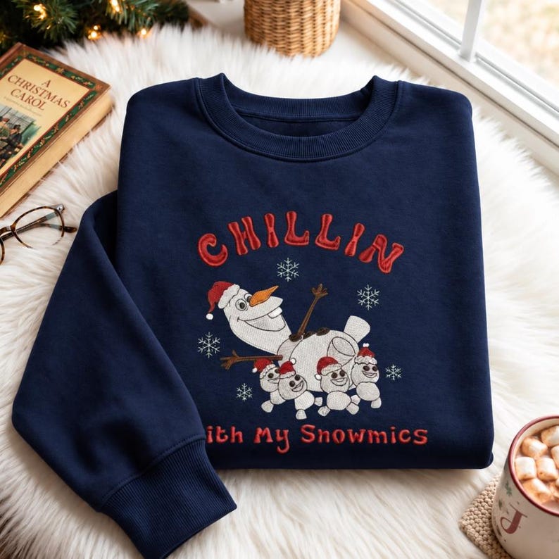 Embroidered Olaf Christmas Shirt, Chillin With My Snowmies Christmas Sweatshirt, Disney Snowman Hoodie, Disney Frozen Xmas Gift