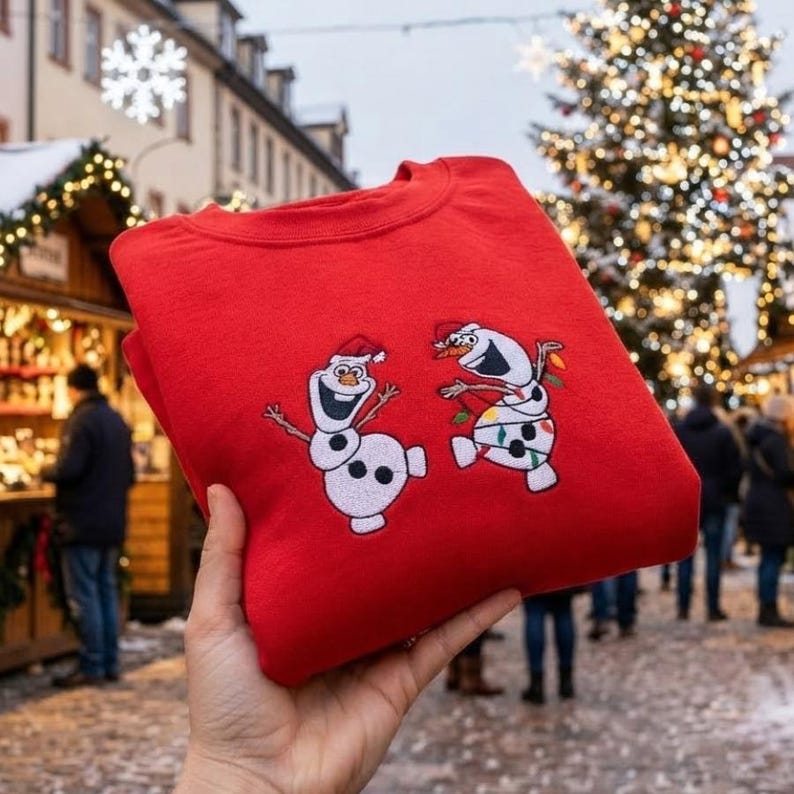 Embroidered Disney Olaf Christmas Sweatshirt, Olaf Santa Xmas Shirt, Disney Frozen Olaf Shirt, Snowman Holiday Tee, WDW Disneyland Xmas Trip