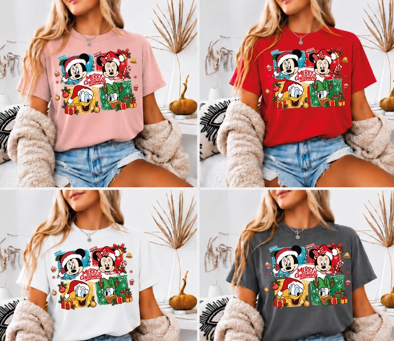 Disney Christmas Matching Family Shirt, Custom Text Mickey Minnie Donald Daisy Holiday Vacation Personalized tshirt