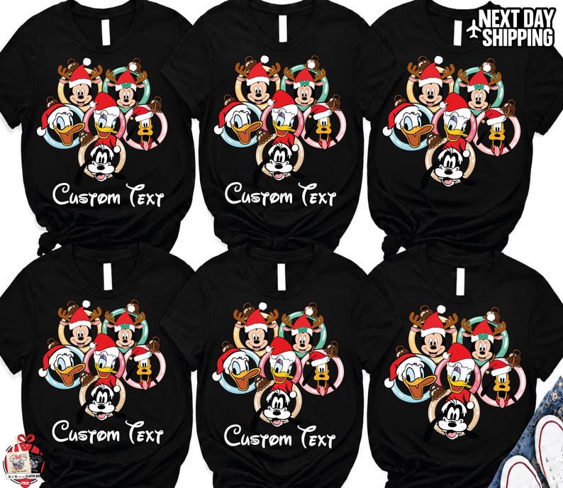 Disney Christmas Vacation Shirts, Mickey Minnie Donald Daisy Custom Name Matching Family Holiday tshirt