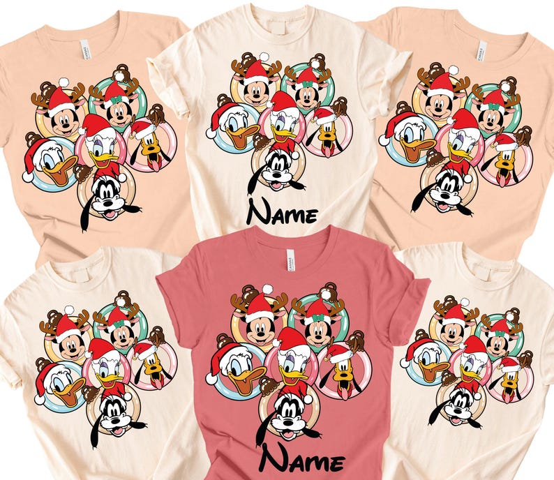 Disney Christmas Vacation Shirts, Mickey Minnie Donald Daisy Custom Name Matching Family Holiday tshirt