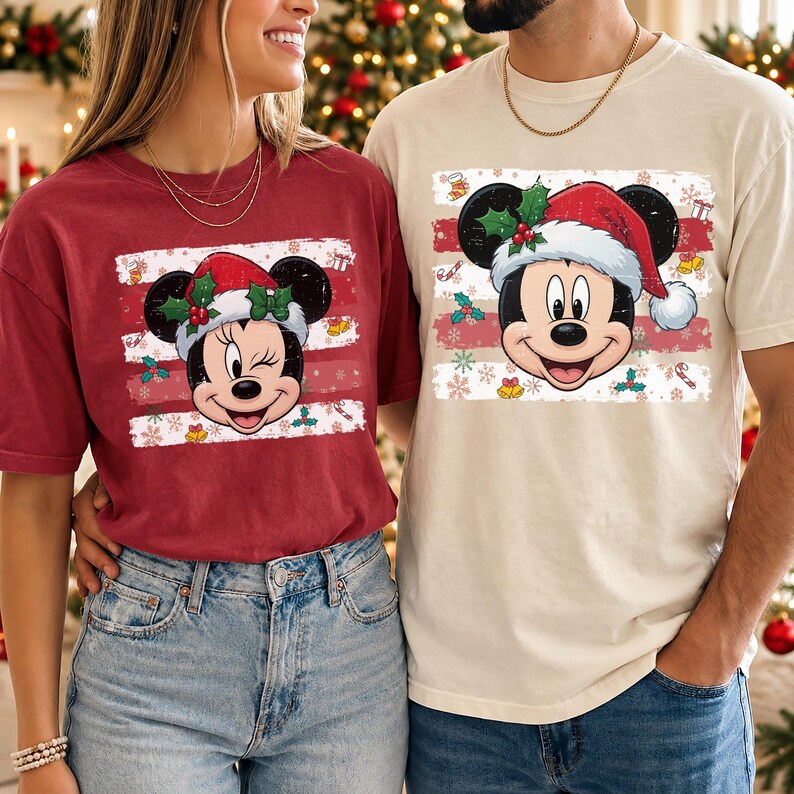 Disney Christmas Family Shirts, Comfort Colors Mickey Minnie Donald Daisy Goofy Christmas Tee Matching Family Holiday Tees, Disney Xmas Gift