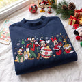Christmas Character Embroidered Mock Neck Sweatshirt, Festive Holiday Friends Pullover, Cute Christmas Crewneck, Holiday Gift