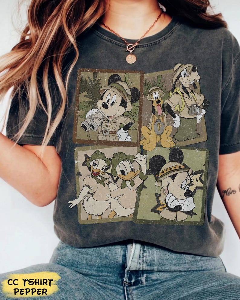 Disney Safari Shirt, Mickey Minnie Donald Daisy Goofy Pluto Tee, Animal Kingdom Vacation Shirt, Retro Disney Explorer T-Shirt