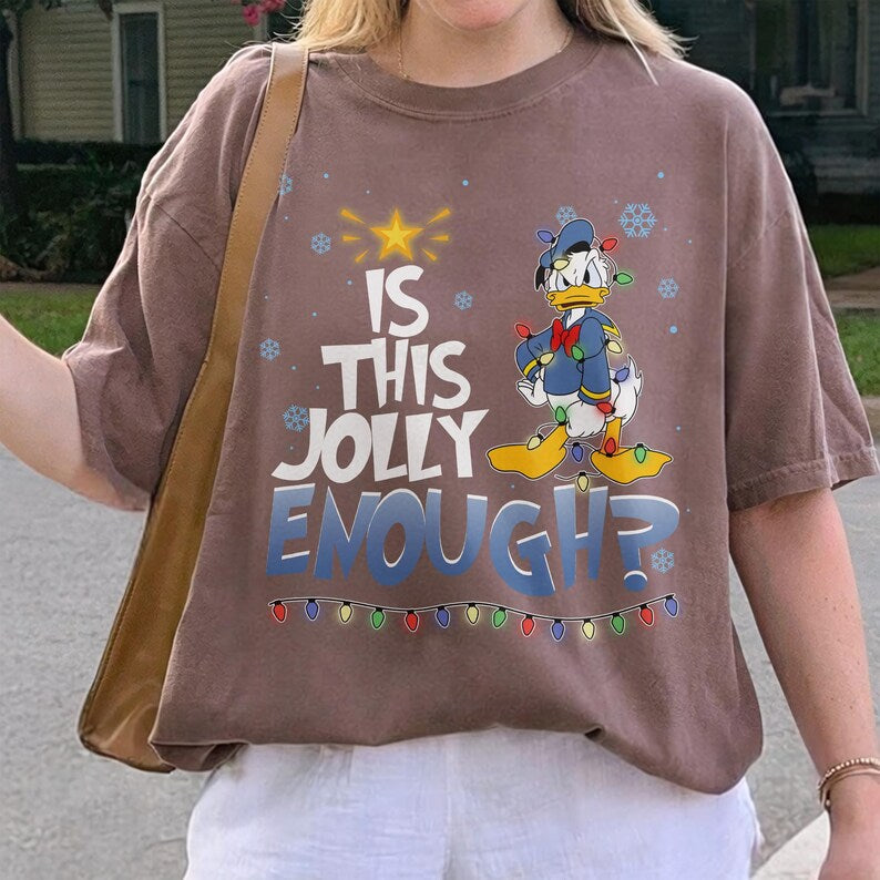 Retro Disney Donald Angry Duck Is This Jolly Enough Christmas Lights Tee, Santa Donald Duck Christmas Shirt, Disneyland Christmas Trip Shirt