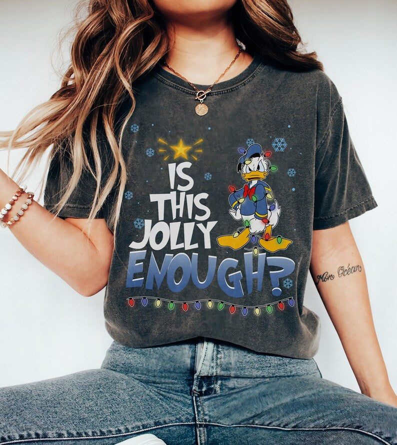 Retro Disney Donald Angry Duck Is This Jolly Enough Christmas Lights Tee, Santa Donald Duck Christmas Shirt, Disneyland Christmas Trip Shirt