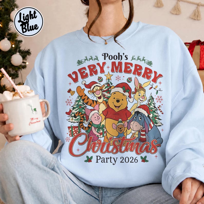 Pooh Christmas Tee, Winnie the Pooh Very Merry Christmas Party 2026 Tee, Disney Family Matching Holiday Shirt, Comfort Colors Christmas Gift