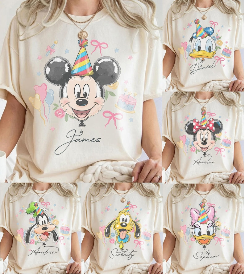 Personalized Mickey & Friends Birthday Shirt, Disneyland Birthday Trip Family Matching 2026 Shirt, Birthday Boy Girl Crew Squad Gifts Tee
